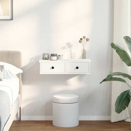 VidaXL Zidna polica s ladicama bijela 60x28x15 cm konstruirano drvo Slike