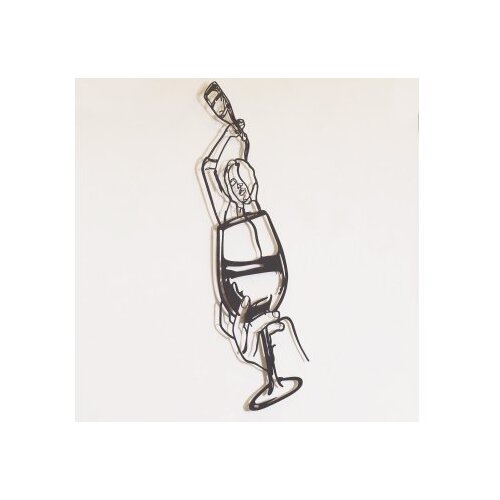 Wallxpert Zidna dekoracija Glass of Wine Girl-APT749 L, 48x99 cm, 1.2 mm, Crna Slike