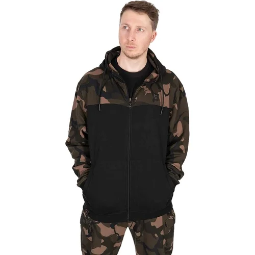 Fox Fishing Majica s kapuljačom LW Black/Camo Split Zip Hoody - XL