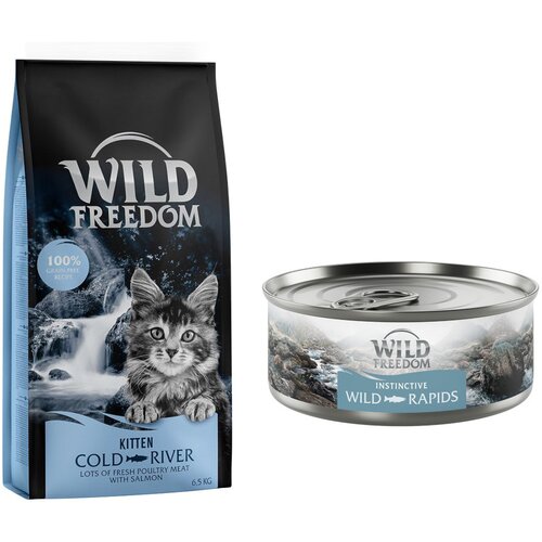 Wild Freedom Posebna cijena! 6,5 kg + 6 x 70 g &amp;quot;Instinctive&amp;quot; mokra hrana Kitten: Cold River - losos + 6 x 70 g losos Slike