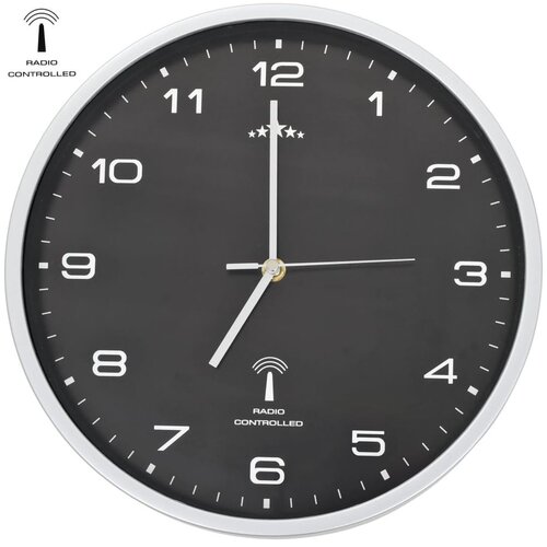  Radijski upravljan zidni sat s kvarcnim mehanizmom 31 cm crni Slike