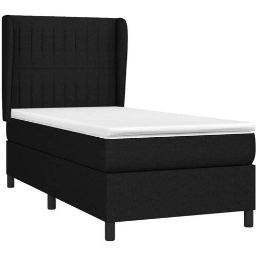  Krevet s oprugama i madracem crni 100 x 200 cm od tkanine Slike