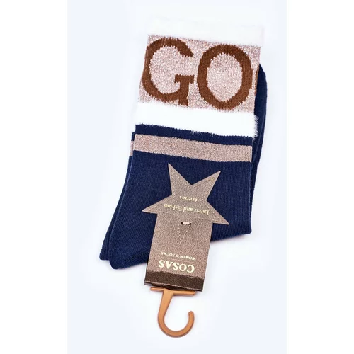 Kesi Women's Cotton Socks GO-GO With Fur COSAS Navy Blue