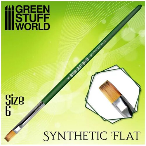 Green Stuff World Flat Synthetic Brush - size #6 - GREEN SERIE Cene