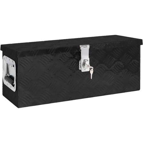 VidaXL Kutija za pohranu crna 60 x 23,5 x 23 cm aluminijska Slike