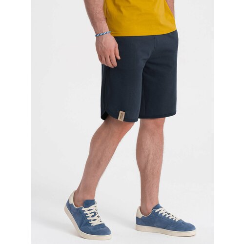 Ombre Men's rounded leg sweat shorts - navy blue Slike