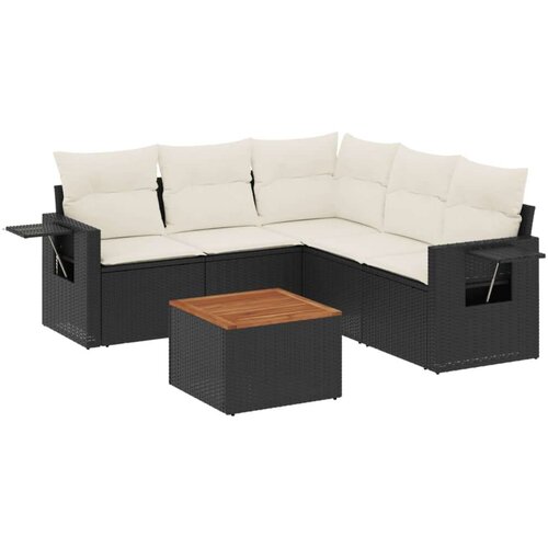 VidaXL 6-dijelni set vrtnih sofa s jastucima crni od poliratana Slike