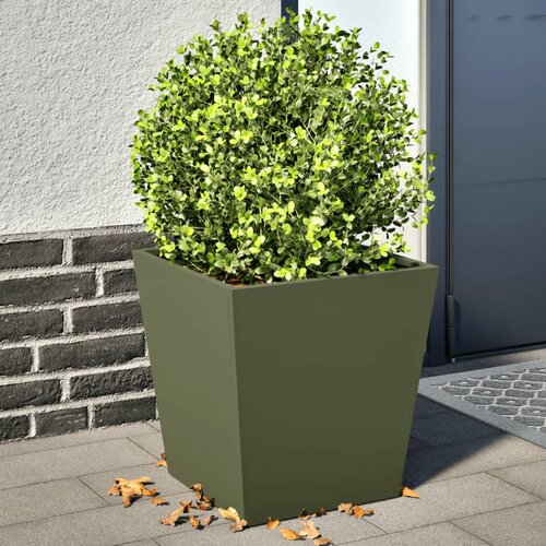 vidaXL Vrtno korito 2 kosa olivno zelena 40x40x40 cm jeklo Cene