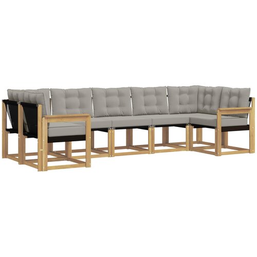 vidaXL Zunanja garnitura za sedenje 7 pcs Bela in svetlo siva, (5000280440) Cene