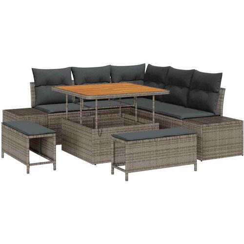 8 komada vrtni sofa set s jastučićima siva poli ratan akacija  2-sjedalna vrtna sofa s jastučićima siva poli ratan  3 komada vrt Cijene