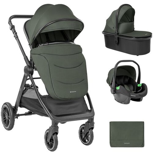 Kikka Boo kolica ava 3in1 set sa i-size auto sedi&amp;scaron;tem i tvrdom korpom army green Slike