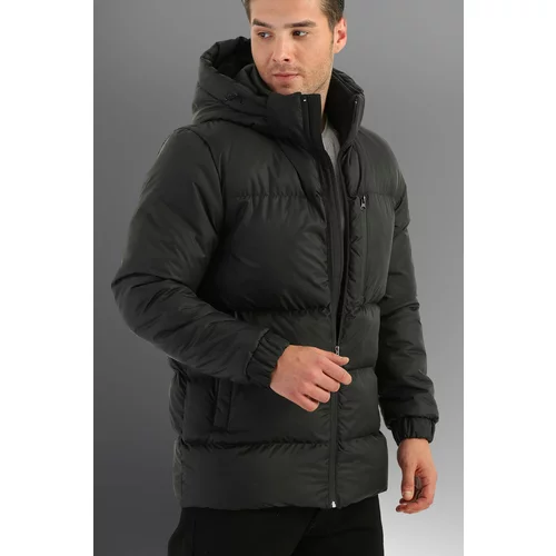 D1fference Men's Black Thick Inner Lined Hooded Waterproof Inflatable Sports Winter Coat.