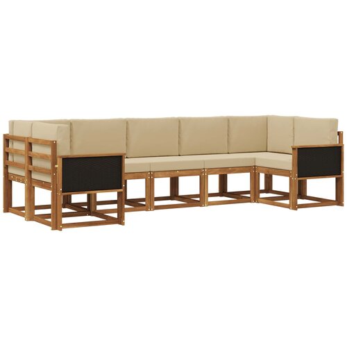 vidaXL Zunanja garnitura za sedenje z blazino 7 pcs Naravna in bež, (5000281799) Cene