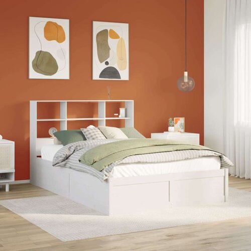 vidaXL Posteljni okvir brez vzmetnice bel 140x190 cm trdna borovina Cene