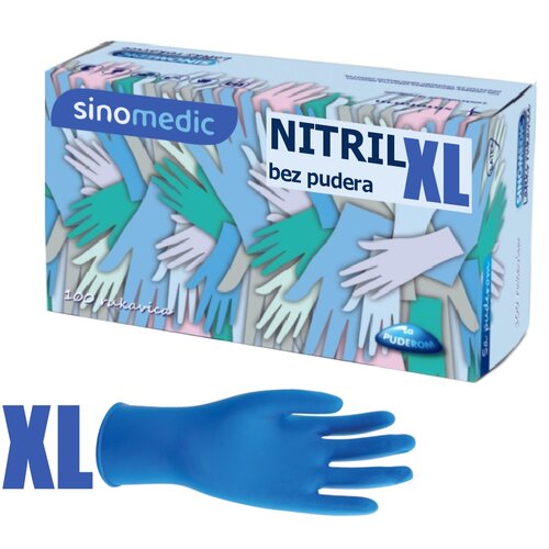Sinofarm nitrilne rukavice bez pudera Plave, XL, 100 komada Cene