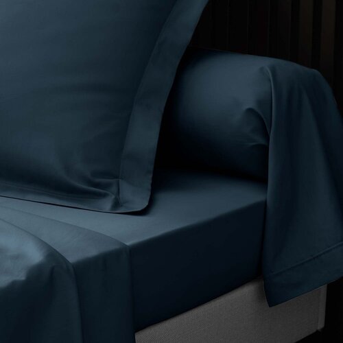 Douceur d int&amp;eacute;rieur Temno modra napenjalna rjuha iz bombažnega perkala 180x200 cm Percaline &amp;ndash; Slike