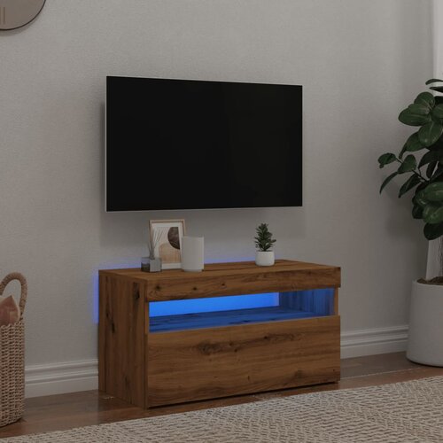 VidaXL TV ormarić s LED svjetlima Artisan hrast 75x35x40 cm Slike