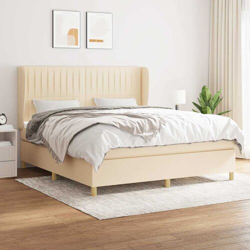  Krevet s oprugama i madracem krem 180x200 cm od tkanine Cijene