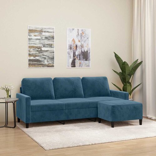 VidaXL Trosjed s tabureom plavi 180 cm bar&amp;scaron;unasti Slike
