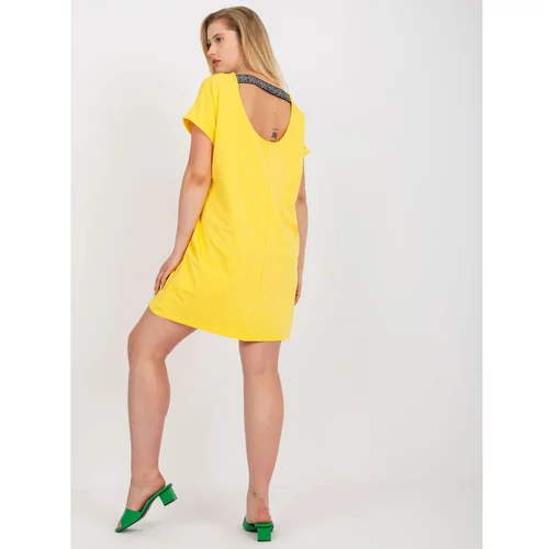 Fashion Hunters Yellow long plus size blouse with a V-neck