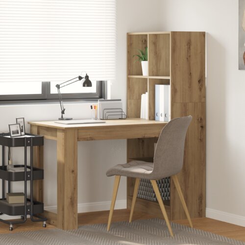 VidaXL Stol s policom s pohranom hrast artisan 122 x 67 x 145 cm Slike