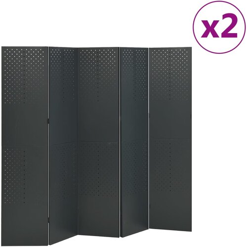  Sobne pregrade s 5 panela 2 kom antracit 200 x 180 cm čelične Cene