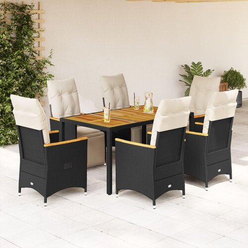 vidaXL 7-dijelni vrtni bistro set od poliratana s jastucima crni Krema 150 x 90 x 75 cm 6 Cijene