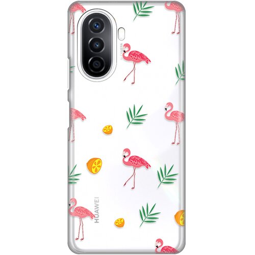 silikonska maska za Huawei Nova Y70/Y70 Plus Flamingos Print Skin providna Slike