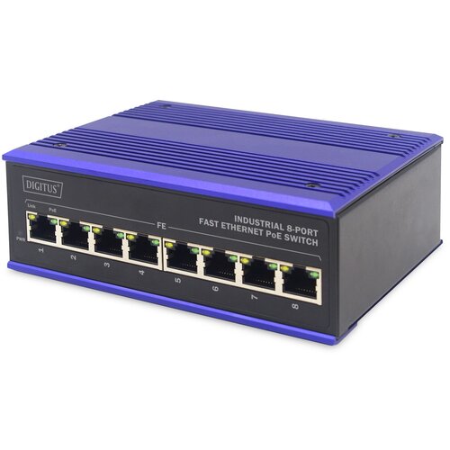 Digitus ASSMANN Electronic DN-650108 network switch Fast Ethernet (10 /100) Power over Ethernet (PoE) Black, Blue Cene