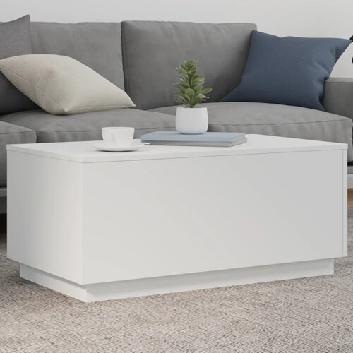 VidaXL Stolić za kavu s LED svjetlima bijeli 90 x 50 x 40 cm Slike