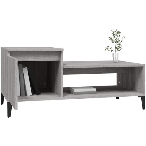  Stolić za kavu boja sivog hrasta 100x50x45 cm konstruirano drvo Siva Slike