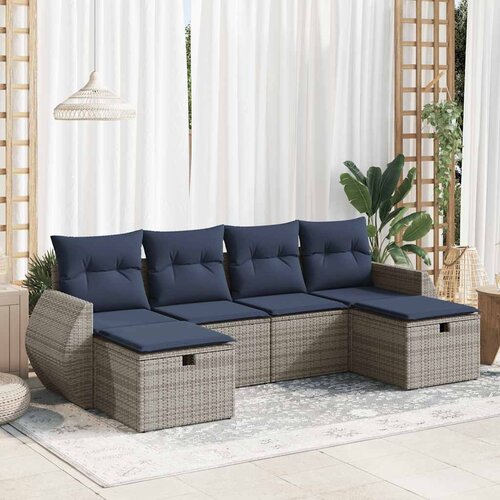 vidaXL 6-dijelni set vrtnih sofa od poliratana s jastucima sivi Cijene