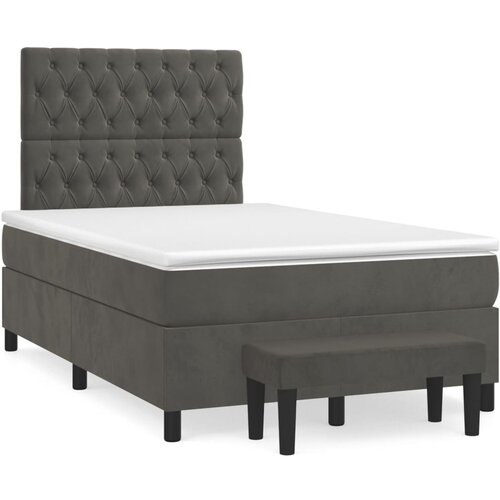 Maison Chic Box spring postelja - Vzmetna postelja z vzmetnico temno siva 120x200 cm žamet SL20684, (21893674) Cene