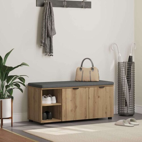  Haldna klop z blazino Enobarvno Umetni hrast 100 x 38 x 46 cm, (5000160685) Cene