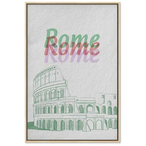  Slika - Rome in Watercolours (1 Part) Vertical 40x60 U prirodnom drvenom okviru Slike