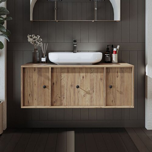 Hanah home kupatilski ormarić sa lavaboom 2565, 120 cm, atlantski bor Cene