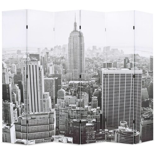 VidaXL Zložljiv paravan 228x170 cm New York podnevi črn in bel Slike