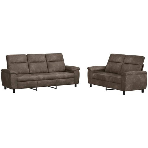  Set sofe 2 pcs Tamnosiva Umetnička suknja koža - Tamnosiva 2-sjedalo (140 cm) + 3-sjedalo Slike