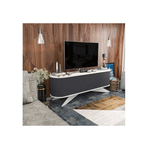 Woody Fashion TV polica Stor Anthracite White Slike