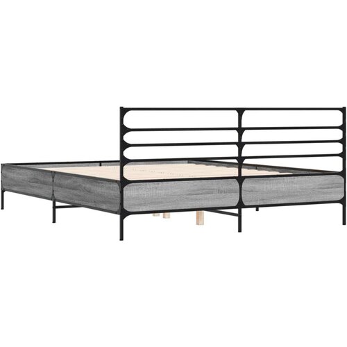  Okvir kreveta boja hrasta 160x200 cm konstruirano drvo i metal Slike