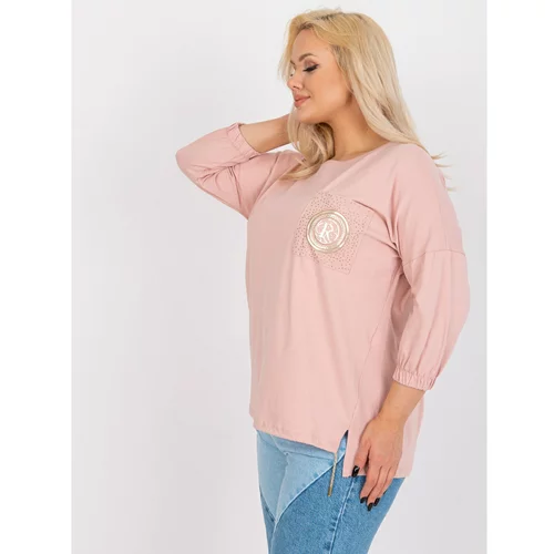 Fashion Hunters Dusty pink asymmetrical plus size blouse in Clementina cotton