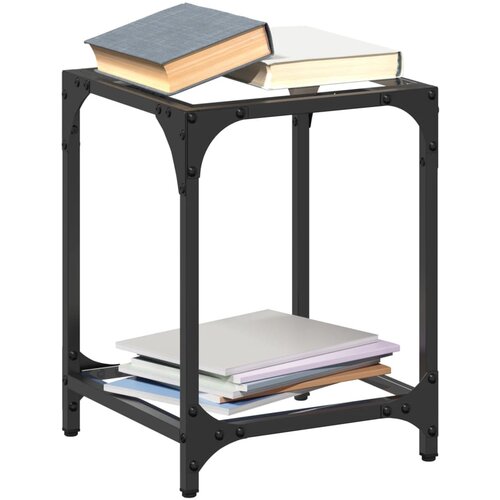 vidaXL Klubske mizice s stekleno površino 2 kosa 30x30x40 cm jeklo Cene