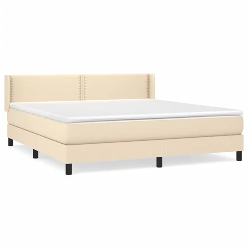 vidaXL Box spring postelja z vzmetnico krem 160x200 cm blago, (20897443)