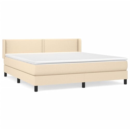 VidaXL Krevet s oprugama i madracem krem 160x200 cm od tkanine Slike