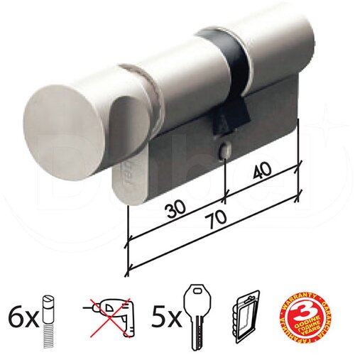Dabel cilindar kod dugme CL2020K SS 70mm(30D-40) 5kod DBP1 Cene