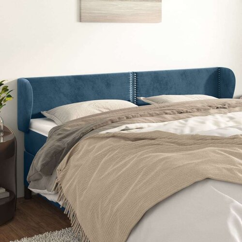  Vzglavje z ušesi temno modro 203x23x78/88 cm žamet Cene