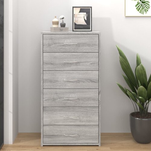  Komoda sa 6 ladica boja sivog hrasta 50 x 34 x 96 cm drvena Cijene