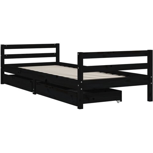  Okvir za dječji krevet s ladicama crni 90 x 200 cm od borovine Slike