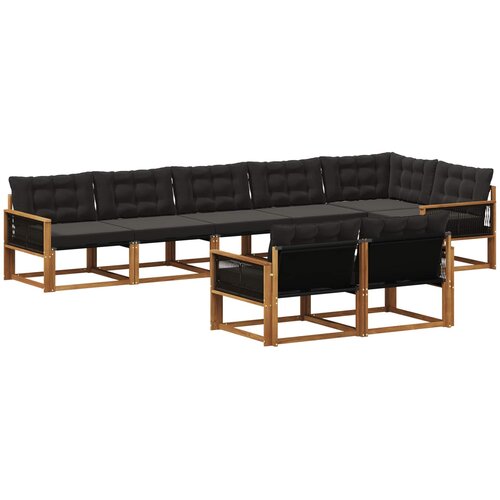 vidaXL Zunanja garnitura za sedenje z blazino 8 pcs Naravna in črna, (5000272827) Cene