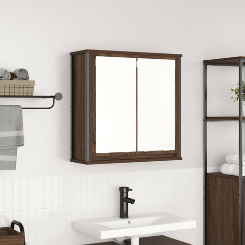 vidaXL Kupaonski zidni ormarić s ogledalom smeđi hrast 60x21x60 cm Cijene